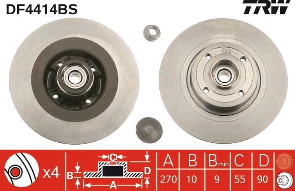 TRW DF4414BS - Тормозной диск autospares.lv