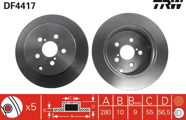 TRW DF4417 - Тормозной диск autospares.lv