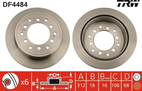 TRW DF4484 - Тормозной диск autospares.lv