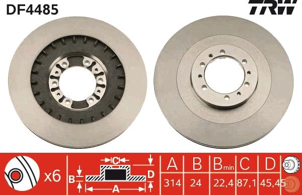 TRW DF4485 - Тормозной диск autospares.lv