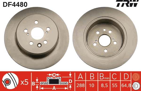 TRW DF4480 - Тормозной диск autospares.lv