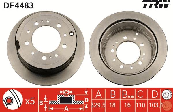 TRW DF4483 - Тормозной диск autospares.lv