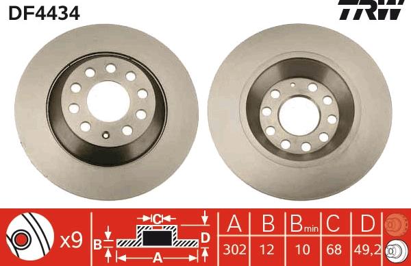 TRW DF4434 - Тормозной диск autospares.lv