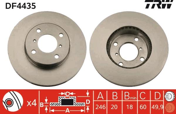 TRW DF4435 - Тормозной диск autospares.lv