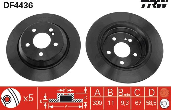 TRW DF4436 - Тормозной диск autospares.lv