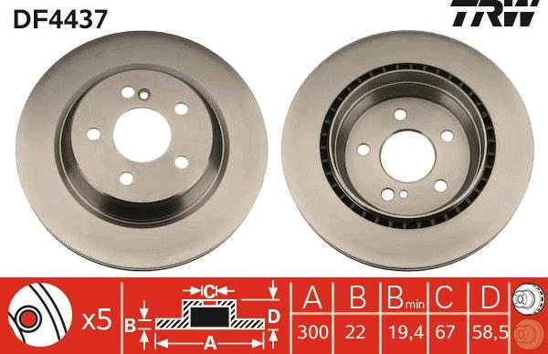 TRW DF4437 - Тормозной диск autospares.lv