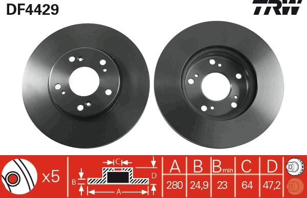 TRW DF4429 - Тормозной диск autospares.lv