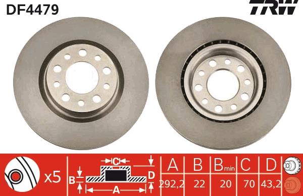 TRW DF4479 - Тормозной диск autospares.lv