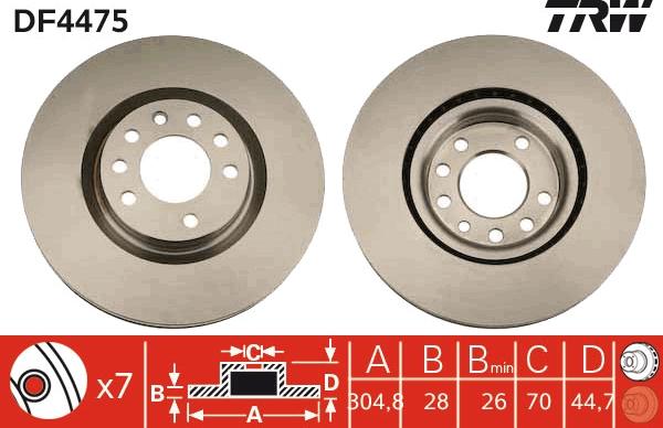 TRW DF4475 - Тормозной диск autospares.lv