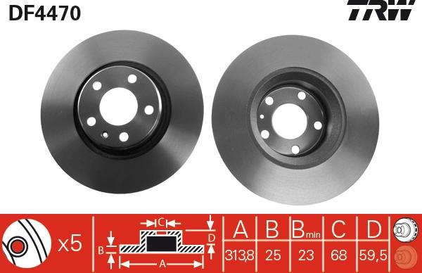 TRW DF4470 - Тормозной диск autospares.lv