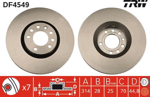 TRW DF4549 - Тормозной диск autospares.lv