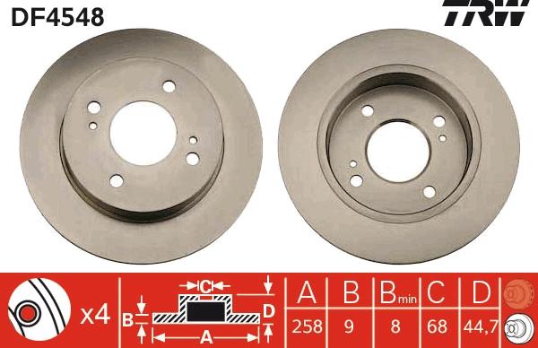 TRW DF4548 - Тормозной диск autospares.lv