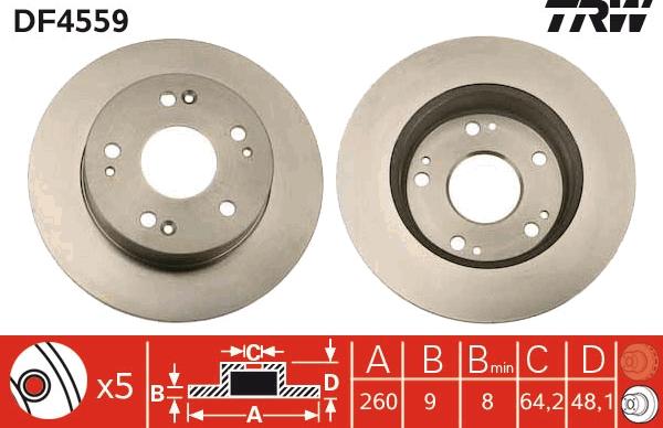 TRW DF4559 - Тормозной диск autospares.lv