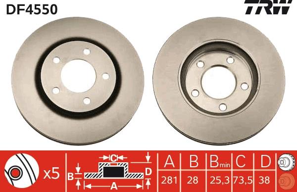 TRW DF4550 - Тормозной диск autospares.lv