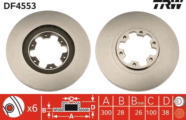 TRW DF4553 - Тормозной диск autospares.lv