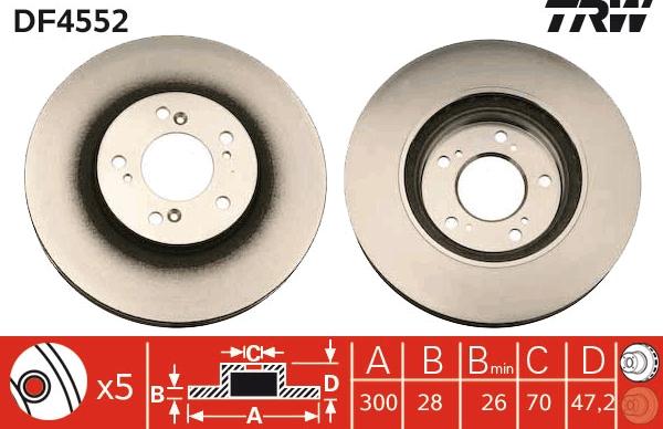 TRW DF4552 - Тормозной диск autospares.lv