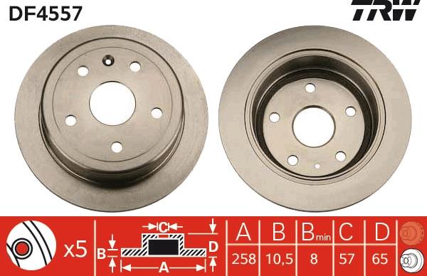 TRW DF4557 - Тормозной диск autospares.lv