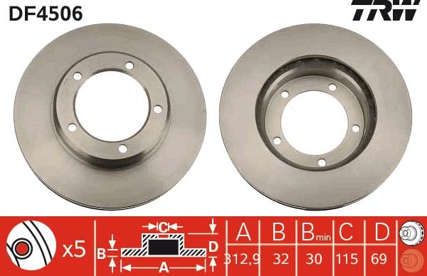 TRW DF4506 - Тормозной диск autospares.lv