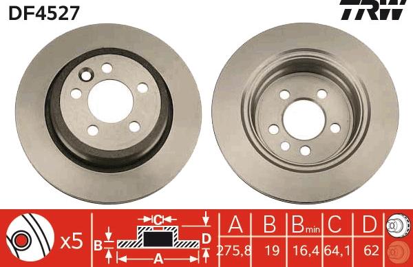 TRW DF4527 - Тормозной диск autospares.lv