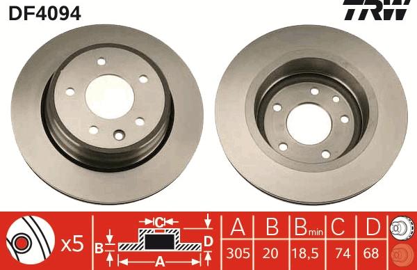 TRW DF4094 - Тормозной диск autospares.lv