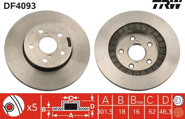 TRW DF4093 - Тормозной диск autospares.lv