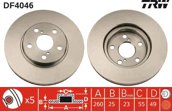 TRW DF4046 - Тормозной диск autospares.lv