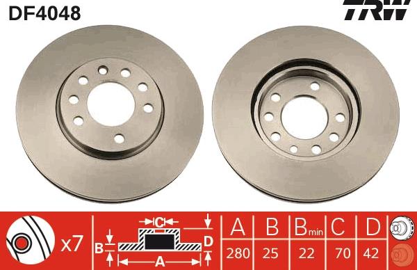 TRW DF4048 - Тормозной диск autospares.lv