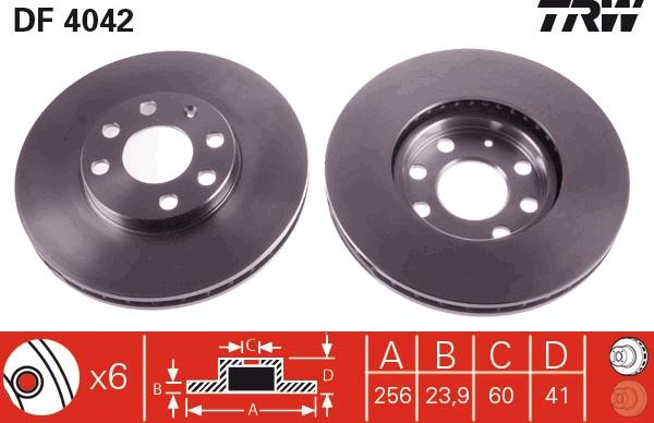 TRW DF4042 - Тормозной диск autospares.lv