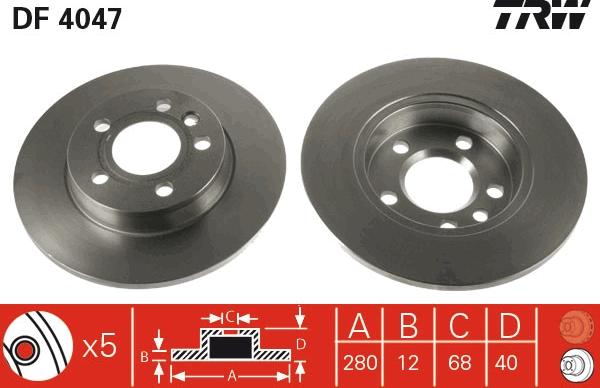 TRW DF4047 - Тормозной диск autospares.lv