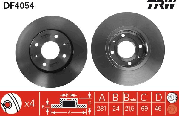 TRW DF4054 - Тормозной диск autospares.lv