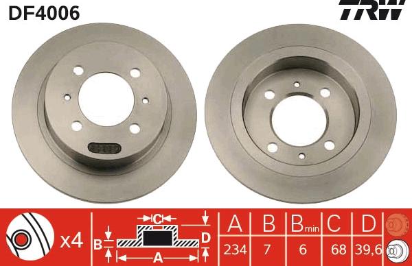 TRW DF4006 - Тормозной диск autospares.lv