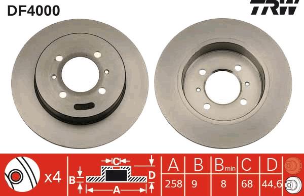 TRW DF4000 - Тормозной диск autospares.lv