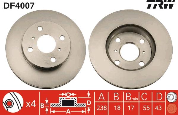 TRW DF4007 - Тормозной диск autospares.lv