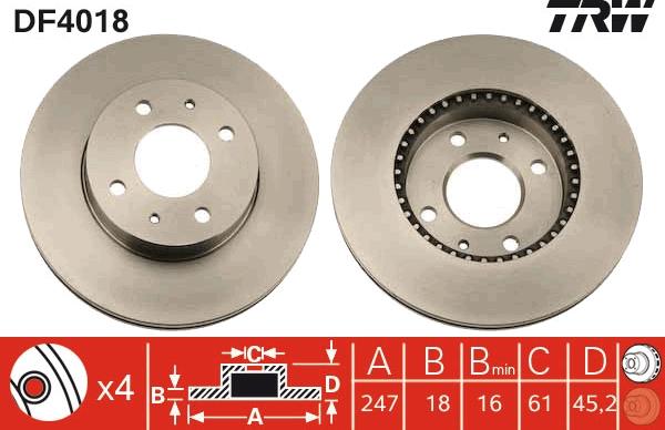 TRW DF4018 - Тормозной диск autospares.lv