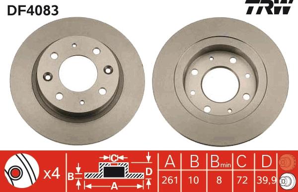 TRW DF4083 - Тормозной диск autospares.lv