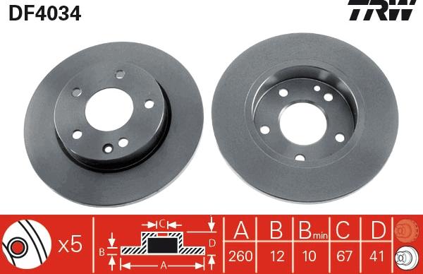 TRW DF4034 - Тормозной диск autospares.lv