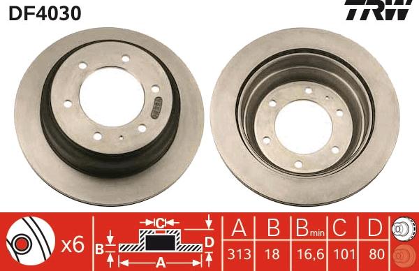 TRW DF4030 - Тормозной диск autospares.lv