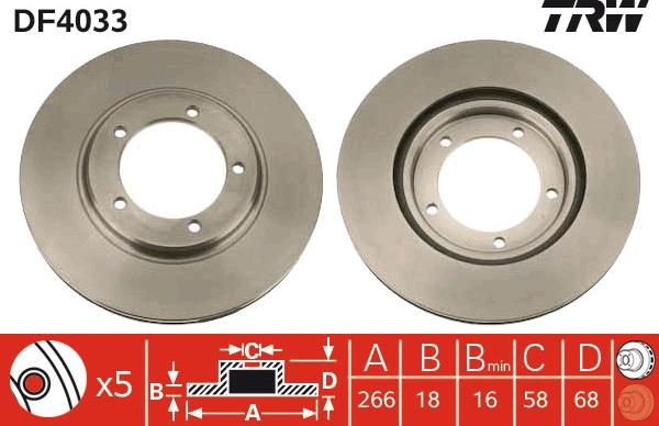 TRW DF4033 - Тормозной диск autospares.lv