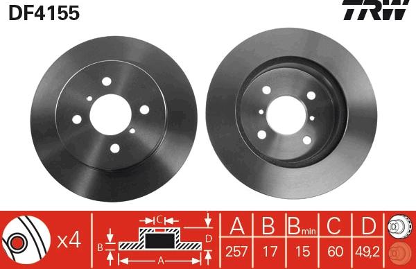 TRW DF4155 - Тормозной диск autospares.lv