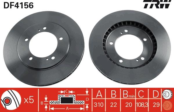 TRW DF4156 - Тормозной диск autospares.lv