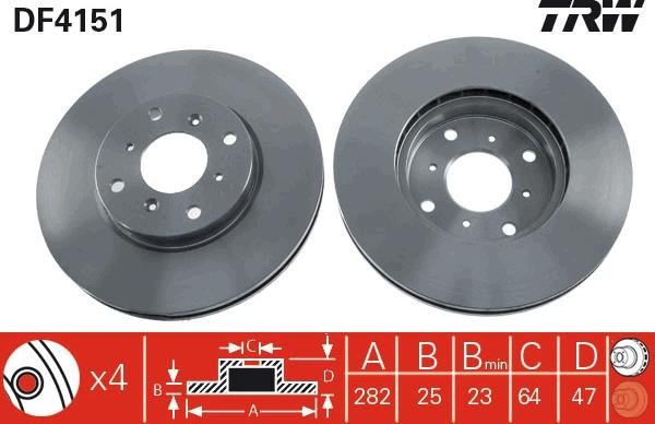 TRW DF4151 - Тормозной диск autospares.lv