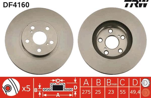 TRW DF4160 - Тормозной диск autospares.lv