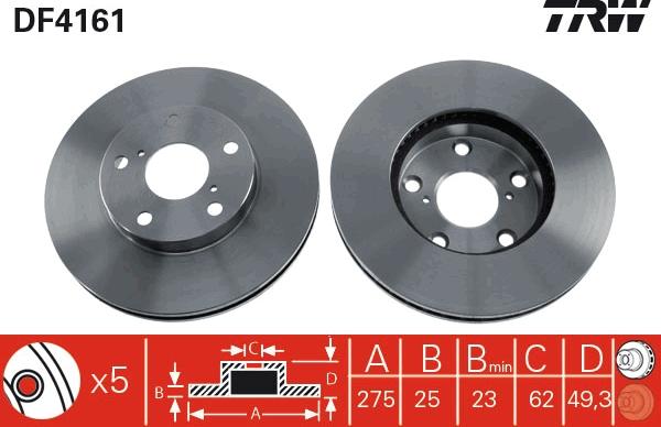 TRW DF4161 - Тормозной диск autospares.lv