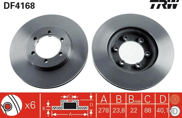 TRW DF4168 - Тормозной диск autospares.lv