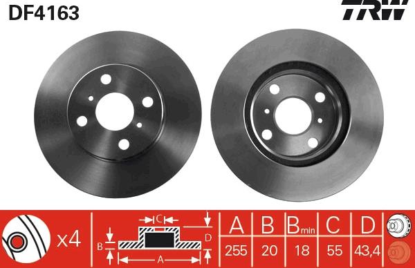 TRW DF4163 - Тормозной диск autospares.lv