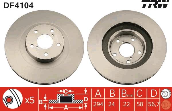 TRW DF4104 - Тормозной диск autospares.lv