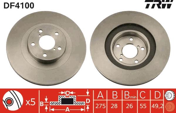 TRW DF4100 - Тормозной диск autospares.lv