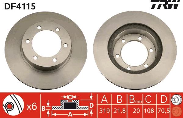 TRW DF4115 - Тормозной диск autospares.lv