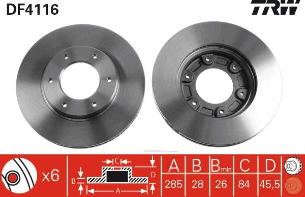 TRW DF4116 - Тормозной диск autospares.lv