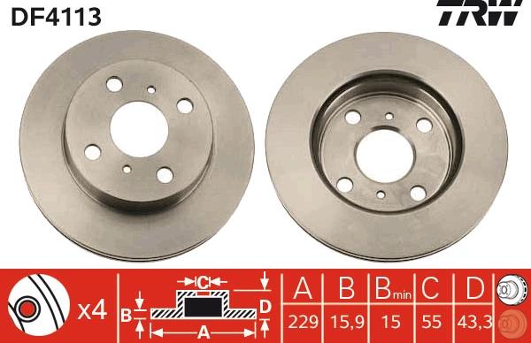 TRW DF4113 - Тормозной диск autospares.lv